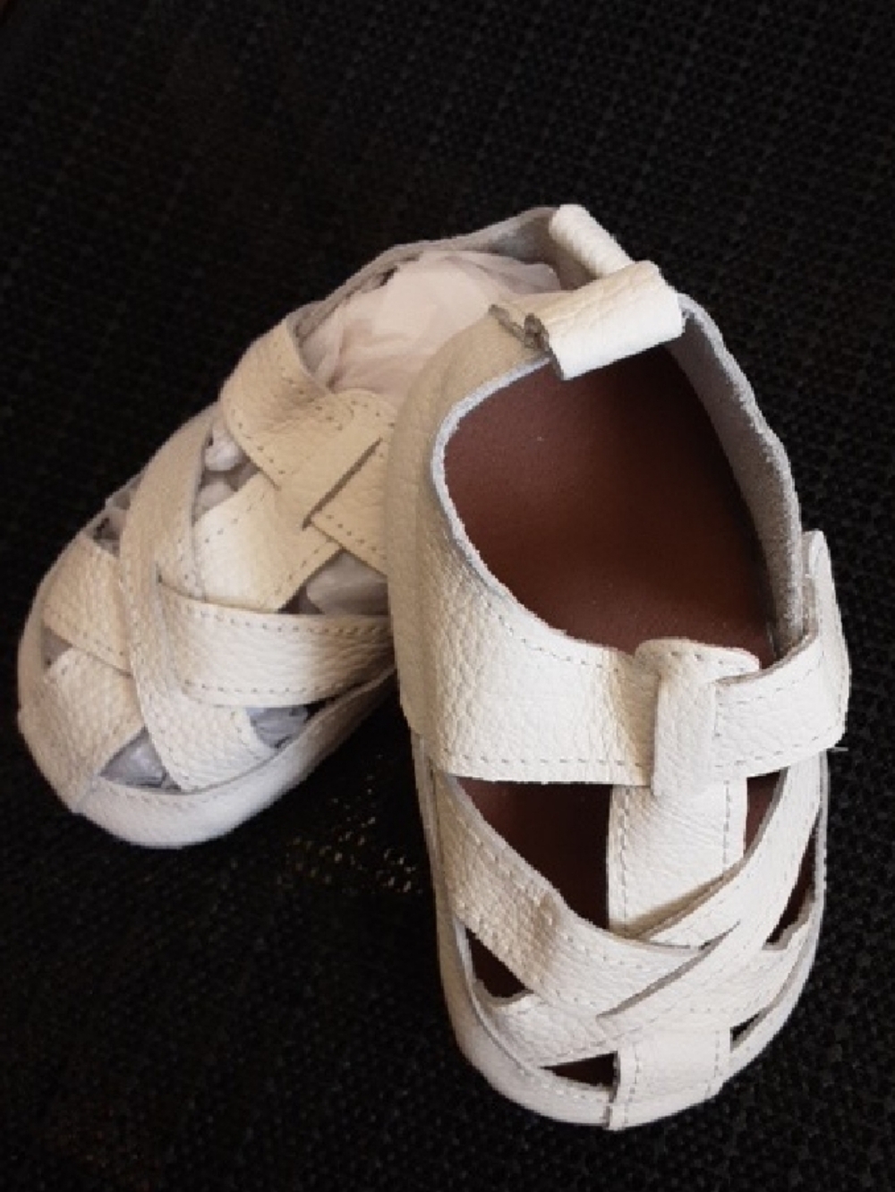 Baby Crisscross Leather Walker Sandals in White - Picture 5 of 6